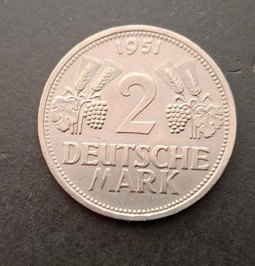 Duitsland. 2 Mark 1951-G (Karlsruhe) (Zonder Minimumprijs)