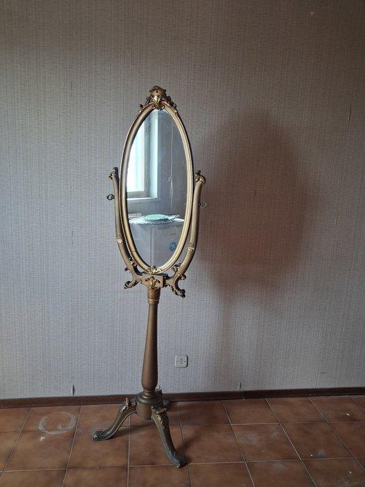 Spiegel - Hout, Gips - vloerspiegel, Antiquités & Art, Curiosités & Brocante