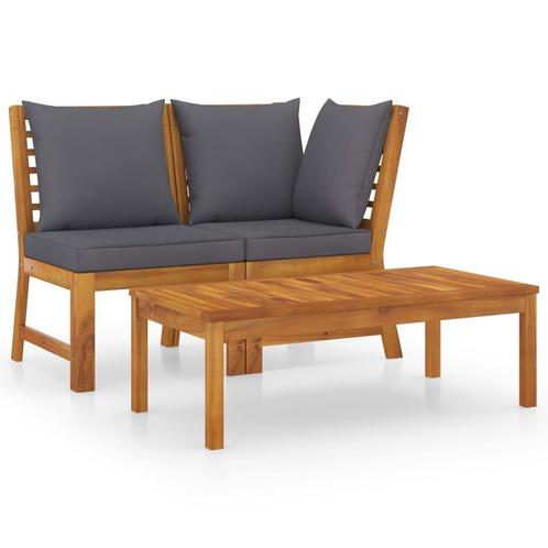 vidaXL 3-delige Loungeset met donkergrijze kussens massief, Tuin en Terras, Tuinsets en Loungesets, Nieuw, Verzenden