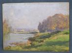 Franse school (XX) - Paysage automnal au bord de l’eau, Antiek en Kunst