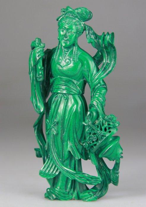 Statuette Kwanyin - Beeld Sculptuur - Malachiet - China -, Antiek en Kunst, Antiek | Overige Antiek