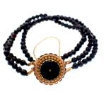 Antiek rouw armband met gouden slot | ca. Ø 4,7 cm (vintage, Gebruikt, Overige kleuren, Ophalen of Verzenden, Met edelsteen