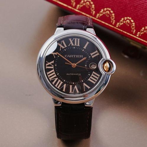 Cartier - Ballon Blue De Cartier Brown Dial Gold Crown -, Handtassen en Accessoires, Horloges | Heren