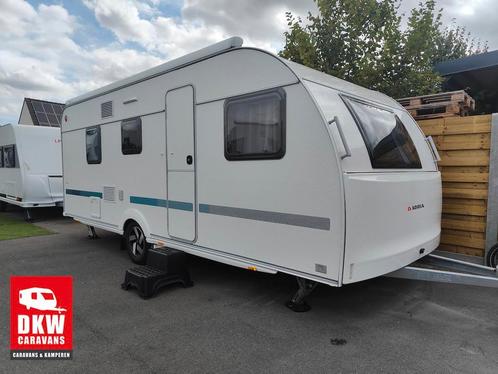 Adria Aviva 563 PT - Stapelbedden, airco, mover, luifel,..., Caravans en Kamperen, Caravans, 1000 - 1250 kg, Airco, Douche, Fietsenrek