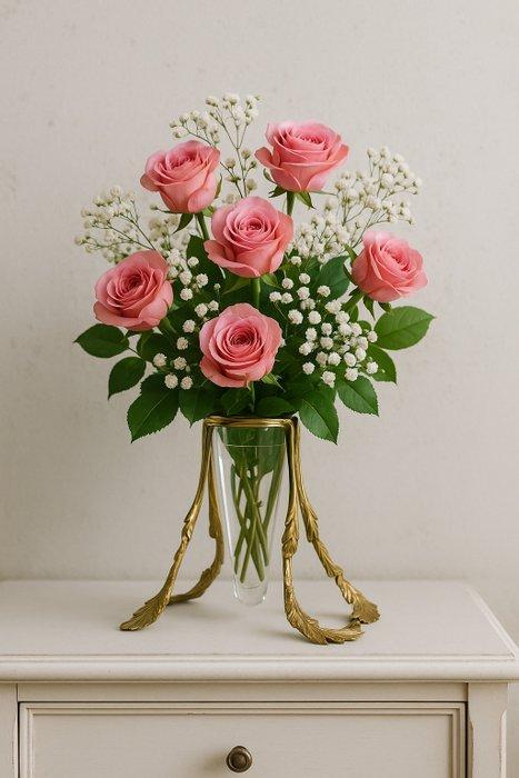 Vase - Vase dépergne avec support en laiton - Laiton, Verre, Huis en Inrichting, Overige Huis en Inrichting
