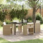 vidaXL 5-delige tuinset met kussens - Beige poly rattan, Tuin en Terras, Tuinstoelen, Verzenden, Nieuw