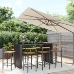 vidaXL Ensemble de bar jardin 9 pcs noir poly rotin/bois, Verzenden, Neuf