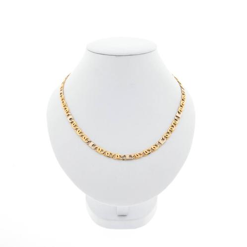 Bicolor gouden marine schakel ketting; Heren | 64 cm, Handtassen en Accessoires, Kettingen, Overige kleuren, Gebruikt, Goud, Ophalen of Verzenden