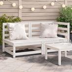 vidaXL Tuinbank 2-zits massief grenenhout wit, Tuin en Terras, Verzenden, Nieuw