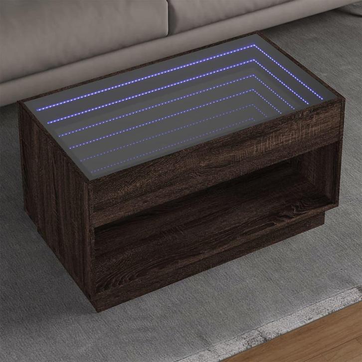 vidaXL Salontafel met Infinity LED 90x50x50 cm bruin, Huis en Inrichting, Tafels | Salontafels, Nieuw, Verzenden