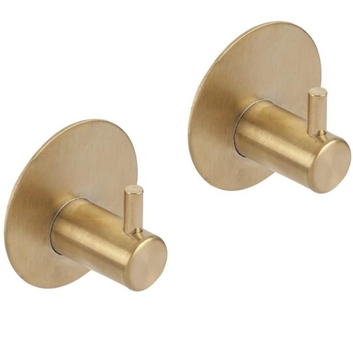 Differnz haak zelfklevend rond rvs goud 2 stuks, Huis en Inrichting, Woonaccessoires | Kapstokken, Nieuw, Overige materialen
