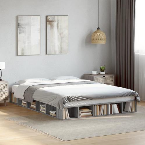 vidaXL Bedframe bewerkt hout grijs sonoma eikenkleurig, Huis en Inrichting, Slaapkamer | Bedden, Nieuw, Verzenden