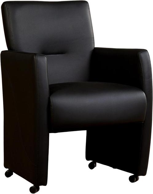 Zwarte leren moderne eetkamerfauteuil - Hermes Leer Nero, Huis en Inrichting, Stoelen, Overige kleuren, Eén, Nieuw, Leer, Ophalen of Verzenden