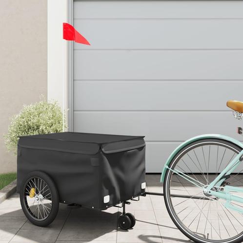 vidaXL Fietstrailer 30 kg ijzer zwart, Fietsen en Brommers, Fietsaccessoires | Aanhangwagens en Karren, Nieuw, Verzenden