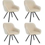 tectake Draaibare fluwelen stoel Snug, gestoffeerd - crème,, Huis en Inrichting, Stoelen, Verzenden, Nieuw