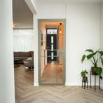 Stalen Binnendeur 6 Vlaks Olijfgroen Helder glas Met slot, Doe-het-zelf en Bouw, Deuren en Vliegenramen, Minder dan 80 cm, Binnendeur