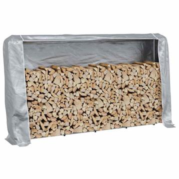 vidaXL Haardhoutrek met regenhoes 250x25x150 cm, Verzenden