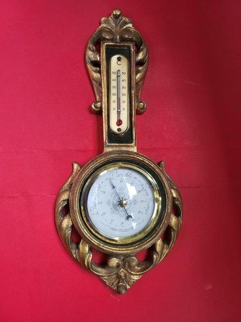 Aneroid barometer - Hout-verzilverd-mes-glans, Antiek en Kunst, Curiosa en Brocante