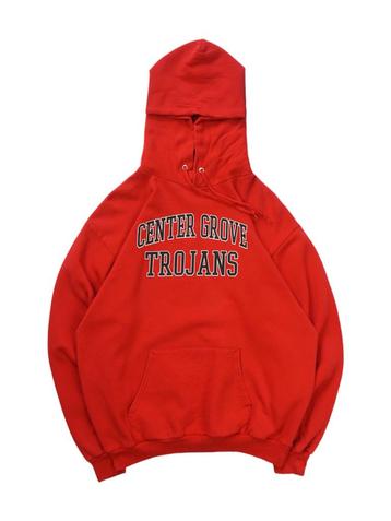 Vintage Center Grove Trojans rood Hoodie maat M