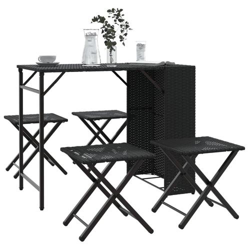 vidaXL Ensemble Ã  manger de jardin 5 pcs pliable noir, Tuin en Terras, Tuinsets en Loungesets, Verzenden