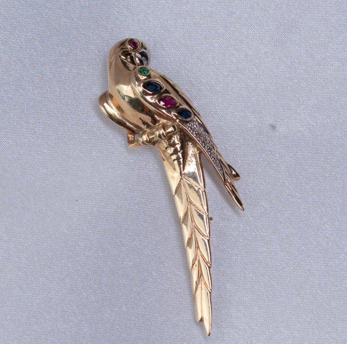 Broche - 14 karaat Geel goud, Handtassen en Accessoires, Antieke sieraden