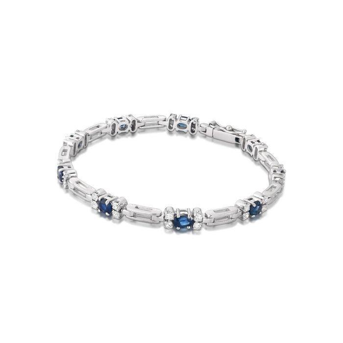 Armband - 18 karaat Witgoud - 2.43ct. tw. Saffier - Diamant, Handtassen en Accessoires, Armbanden