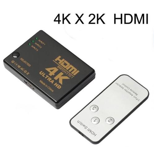 4K HDMI splitter verdeler 3x ingang switch hub + afstandsbed, Audio, Tv en Foto, Audiokabels en Televisiekabels, Nieuw, Verzenden