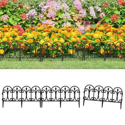 vidaXL Bordures de pelouse 17 pcs Noir 10 m PP, Jardin & Terrasse, Traverses & Bordures, Neuf, Envoi