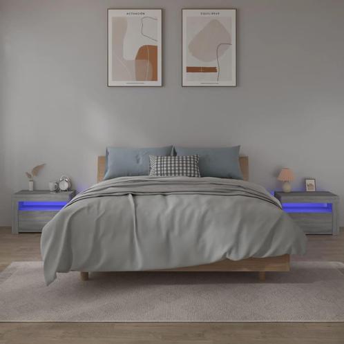 vidaXL Nachtkastje 2 st met LED-verlichting 60x35x40 cm, Huis en Inrichting, Slaapkamer | Nachtkastjes, Nieuw, Verzenden