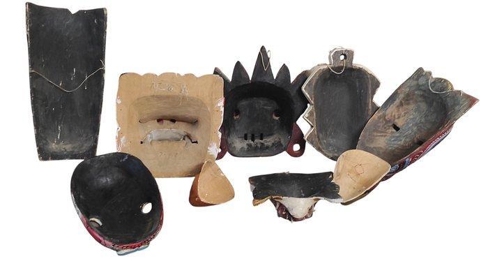 Themacollectie - 9 grote houten maskers uit Aziatische, Antiek en Kunst, Kunst | Niet-Westerse kunst