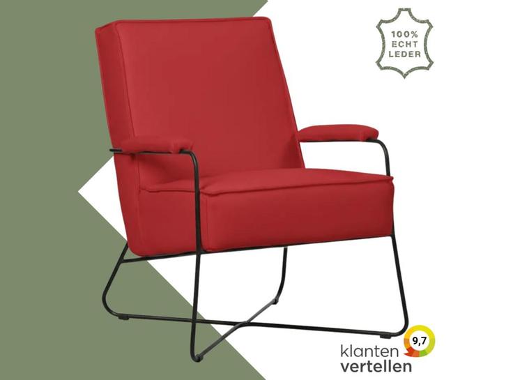 Leren fauteuil Hope - Toledo Ducati (rood), Maison & Meubles, Fauteuils, Enlèvement ou Envoi