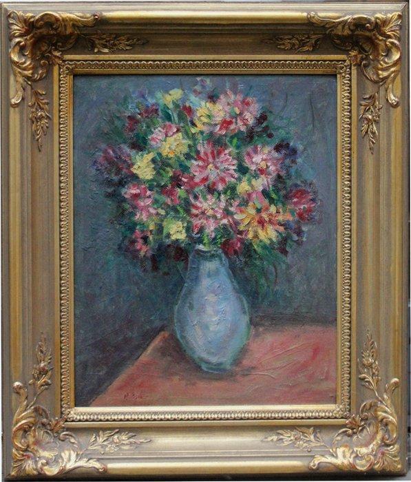 Modernist School (XX) - Flowers in a blue vase, Antiek en Kunst, Kunst | Schilderijen | Klassiek