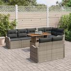 vidaXL Tuinbank Set met opslag 9 pcs Grijs Poly rattan, Verzenden, Nieuw