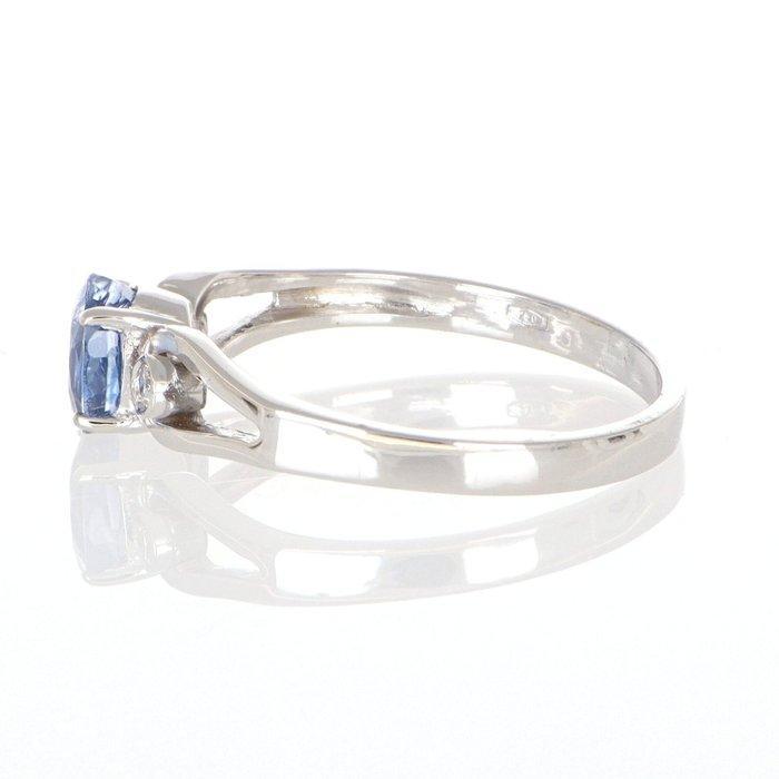 Zonder Minimumprijs - Ring - 18 karaat Witgoud Saffier -, Handtassen en Accessoires, Ringen
