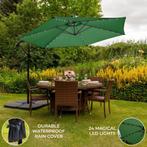 Groen 3m LED Zweefparasol met een eenvoudige voet, Tuin en Terras, Verzenden, Nieuw