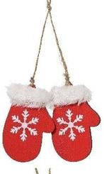 Hanger Houten Wanten Rood met Wit per stuk, Nieuw