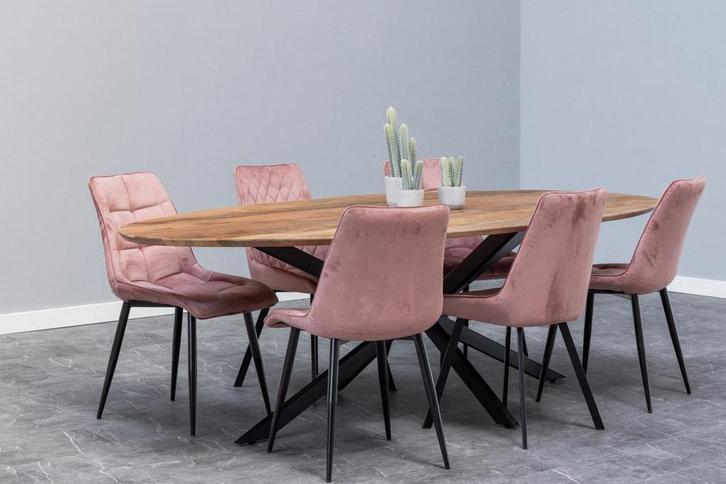 Mangohouten Eettafel Ovaal Julia 300x130 cm (2,5 cm), Huis en Inrichting, Tafels | Eettafels, Nieuw, Verzenden