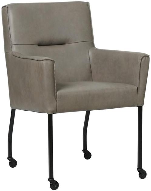 Grijze leren moderne eetkamerstoel - Granada leer Steel, Huis en Inrichting, Stoelen, Overige kleuren, Eén, Nieuw, Leer, Ophalen of Verzenden