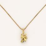 Ketting met hanger - 18 karaat Geel goud Saffier - Diamant