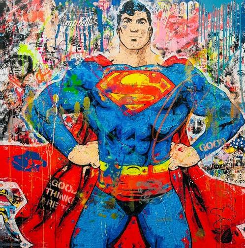 CASPA - Superman is with me, Antiquités & Art, Art | Peinture | Moderne