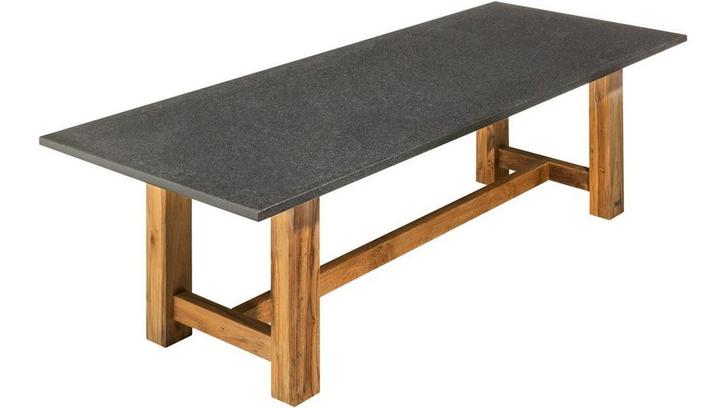 Studio 20 Voss natuursteen tafel teak onderstel 220cm *SALE*, Tuin en Terras, Tuinsets en Loungesets