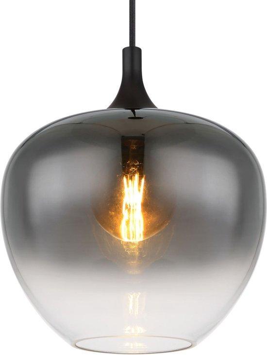 2dekans | Globo Hanglamp Maxy – Zwart – Smoke Glas – Ø29 cm, Huis en Inrichting, Lampen | Hanglampen, Ophalen of Verzenden