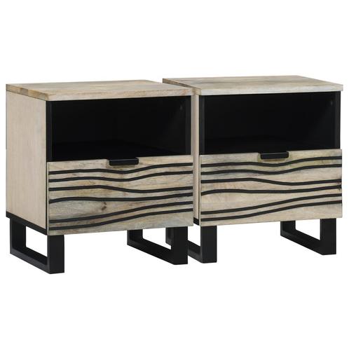 vidaXL Nachttafels met lade 2 pcs Wit en zwart 40 x 33 x 46, Huis en Inrichting, Slaapkamer | Nachtkastjes, Nieuw, Verzenden