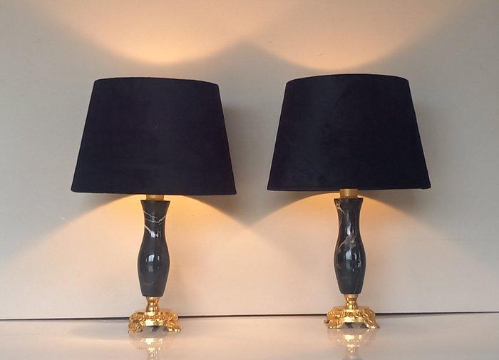 Lamp (2) - Vintage - neoclassieke stijl - Onyx, Verguld, Antiquités & Art, Curiosités & Brocante