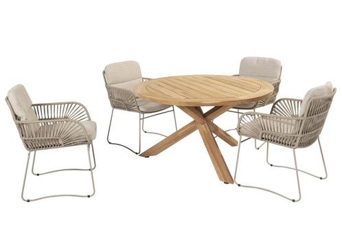 4 Seasons Outdoor Murcia tuinset latte met teakhouten Prado, Tuin en Terras, Tuinsets en Loungesets