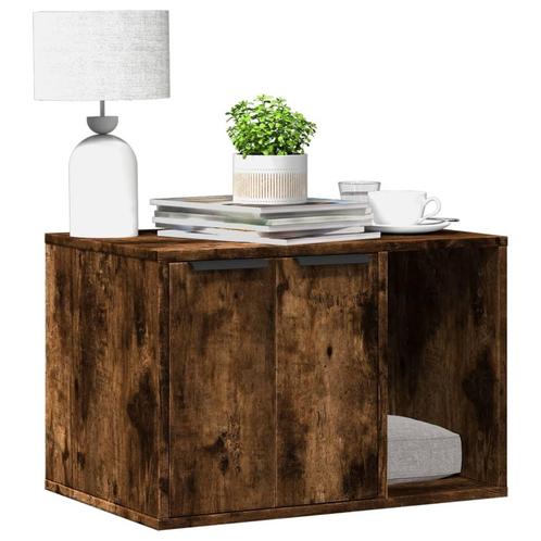 vidaXL Kattenbakkast 60x40x40 cm bewerkt hout gerookt, Dieren en Toebehoren, Katten-accessoires, Nieuw, Verzenden