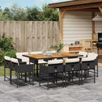 vidaXL 11-delige Tuinset met kussens poly rattan zwart, Verzenden, Nieuw, Tuinset