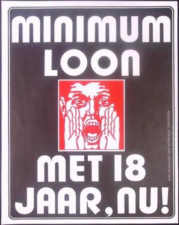 Poster van het KWJ over minimumloon (lijst optie, Posters) beschikbaar voor biedingen