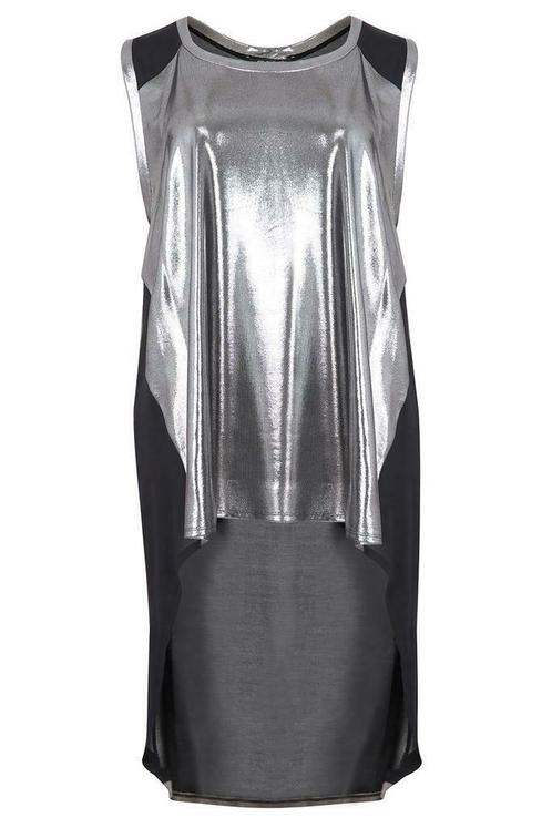 Tuniek Mat fashion zilver glans maat 44, Kleding | Dames, Blouses en Tunieken, Verzenden
