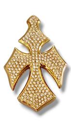 Ontwerp Kruis - 18 kt goud, 18K Gouden Kruis hanger met 3,15, Handtassen en Accessoires, Antieke sieraden